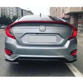 Resim Honda Civic Fc5 Turbo Arka Ek Plastik Siyah Difüzör 2016 2017 2018 2019 Arka-difizör-bodykit-ek 