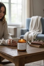 Resim Sano Amber Smoke - Tobacco - Amber - Vanilya | Fitalatsız, IFRA ve MSDS Sertifikalı Esans |Sertifikalı Doğal Soya, Hindistan Cevizi, Balmumu Karışımı El Yapımı Sağlıklı Mum 200 g 