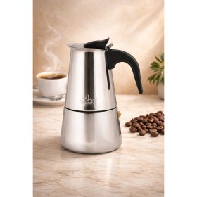 Resim Feyza Design 200 ml Indüksiyonlu Paslanmaz Çelik Moka Pot, Espresso Kahve Makinesi 