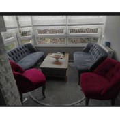 Resim Ecem Life Koyu gri bordo cay seti koltuk takımı 2 2 1 1 puf hedye 