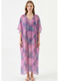 Resim Remsa Mayo Remsa Tesettür Mayo Üzerine Tasarım Tek Kaftan Pareo Rdp26 Lila 