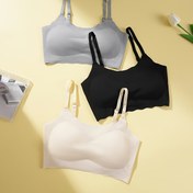 Resim 3-Pack Düz Renk Dalgalı Kenarlı Camisole Kadınlar ile Çıkarılabilir Sütyen Pedleri, Spor Kablosuz Telsizsiz Sütyen, Seksi ve Rahat Push-Up Sütyen, Kadın İç Çamaşırı ve Lingerie 