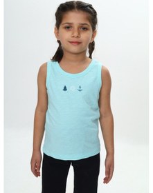 Resim Toontoy Unisex Çocuk Baskılı Bisiklet Yaka Basic Atlet Su Yeşili 