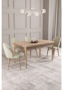 Resim Calvin Atlantik 80x132 Mdf Açılabilir Mutfak Masası Takımı 4 Adet Sandalye Krem 