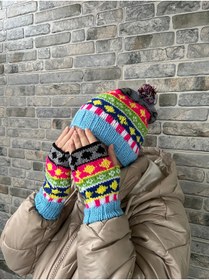 Resim MESKSTORE Şapka eldiven set, bere eldiven, el örgüsü kışlık bere eldiven, örgü bere , örgü eldiven 