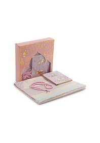 Resim Pembe Mevlüt Hediyelik Kadife Kaplı Yasin Kitabı Tesbih Çeyizlik Seccade Seti 