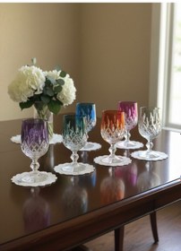 Resim Bohemia Kristal Kahve Yanı Su Bardağı Lüsterli Dekorlu 130 Cc 6 Adet Çok Renkli 