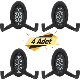 Resim BADEM10 Seçil Vestiyer Duvar Askısı Dolap Elbise Askılığı Siyah Askı (4 Adet) 