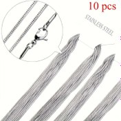 Resim 10 adet Paslanmaz Çelik Yılan Zinciri Kolyeler, 1.2mm Kalınlık, Y2K Stili, Ayarlanabilir Lanyard, Erkekler ve Kadınlar için İdeal, Aksesuar Takı | Y2K Moda | Dayanıklı Kolye, Yılan Zinciri Kolye 