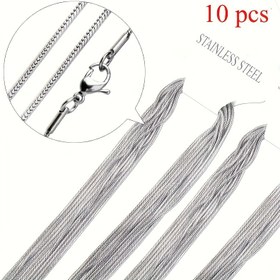 Resim 10 adet Paslanmaz Çelik Yılan Zinciri Kolyeler, 1.2mm Kalınlık, Y2K Stili, Ayarlanabilir Lanyard, Erkekler ve Kadınlar için İdeal, Aksesuar Takı | Y2K Moda | Dayanıklı Kolye, Yılan Zinciri Kolye 