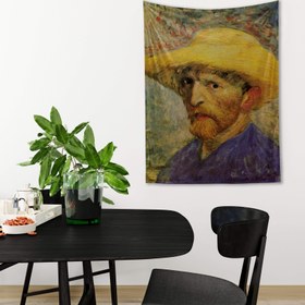 Resim Van Gogh Self-Portrait with Straw Hat - Hasır Şapkalı Otoportre Duvar Örtüsü - 60 cm x 90 cm 