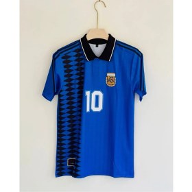 Resim Legent Lady Lionel Messi Argentina Retro Tasarım Futbol Forması Mavi Özel Forma Kumaşı 