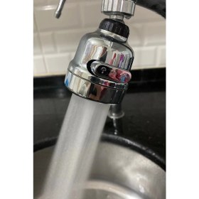 Resim Krom 3 Fonksiyonlu Mutfak Lavabo Başlığı 360 Derece Döner Musluk Ucu 
