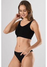 Resim Kadın Siyah Kalın Askılı Çıkarılabilir Pedli Örme Seamless Dikişsiz Basic Büstiyer Çok Renkli 