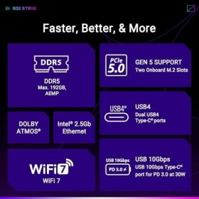 Resim Ohbe Express Asus Rog Strıx X870-A Gamıng Wıfı Amd X870 Soket Am5 Ddr5 8000+(OC) Mhz Atx Gaming (Oyuncu) Anakart 