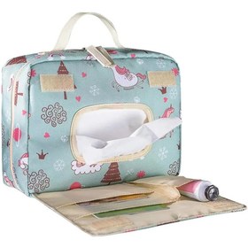 Resim Orta Boy Yeşil Bebek Bezi Değiştirme Çantası 