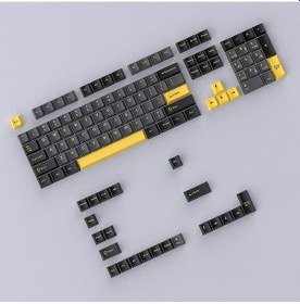 Resim Gri Ve Sarı Mekanik Klavye Tuş Başlıkları Keycaps, Pbt Küçük Komple Set, Çift Renkli 