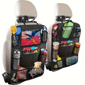 Resim Araba Koltuk Saklama Çantası, Koltuk Arkası Saklama Çantası, Çok Fonksiyonlu Saklama Çantası, IPad Araba Asılı Çanta, Arka Koltuk Anti Tekme 
