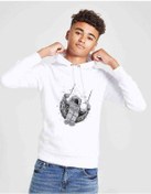 Resim Astronot Ay Salıncak Baskılı Unisex Çocuk Kapüşonlu Beyaz Sweat (528909932) 
