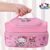 Resim Sanrio Hello Kitty öğle yemeği çantası, yemek kutusu çantası, sevimli çift katmanlı taşınabilir yalıtımlı çanta, öğrenci öğle yemeği çantası, karikatür sevimli büyük kapasiteli öğle yemeği çantası, ofis için uygun, gıda ile temas etmez, okul, piknik, açık hava sporları ve kamp için. 