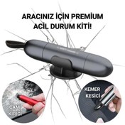 Resim Polham 2in1 Araç İçi Cam Kırıcı ve Emniyet Kemer Kesici, Premium Acil Durum Kiti, Hayat Kurtarıcı Si 