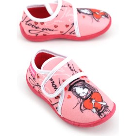 Resim Gezer Kışlık Kız Çocuk Cırt Cırtlı Ayarlanabilir Rahat Taban Panduf Ev Kreş Ayakkabı 