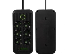 Resim Mcreative 6'lı Akım Korumalı Priz, Anahtarlı, Topraklı, Çocuk Korumalı, 1.5 Metre Kablo, 4 x Usb, 1 x Type-C Pd Girişli, Altılı Priz Çoklayıcı Grup Priz, Maks 16A Kapasite, 3000W Güç, (Siyah) 