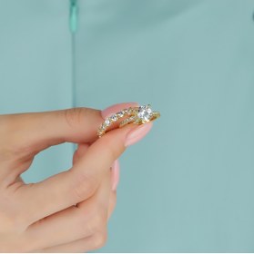 Resim 925KOLYE Ikili Kombin Dört Tırnak Tektaş Ve Tamtur Yüzük 925 Ayar Gümüş 