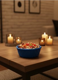 Resim Yuvarlak Çerezlik Lacivert Salon Ve Masa Üstü Sunum Kasesi 