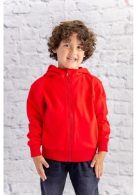 Resim Zeyland Unisex Çocuk Basic Kapüşonlu Ceket - Kırmızı Kırmızı 