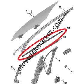 Resim Opel Astra (2022-2024) Sağ Ön Kapı Camı Dış Yatay Lastik Fitili, Kromajlı (Orijinal) 