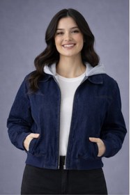 Resim Fame -7520 - Lacivert Kadın Kot Ceket Denim Mont | INDI&PAM DENIM 