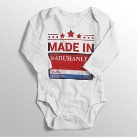 Resim İmaj Tuğbababy Unisex Bebek Beyaz Manisa Saruhanlı Sokak Tabelası Baskılı Zıbın Beyaz 