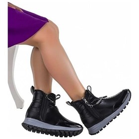 Resim Feles Dalgıç Kumaş Özel Tasarım Fermuarlı Kadın Bot Kar Botu 001 