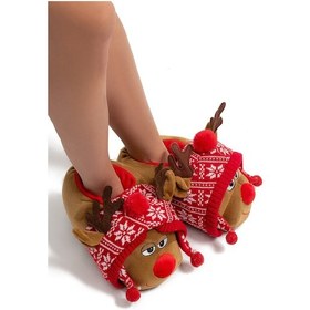 Resim Anna Kadın Hayvanlı Panduf Kahverengi 36/41 Kahve 