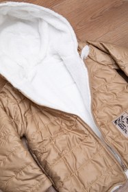 Resim Mika Bebek & Çocuk Dar Kalıp Içi Peluş Kapüşonlu Bej Unisex Bebek Mont 