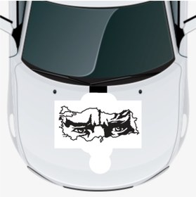 Resim habune Atatürk Siluetli Türkiye Haritası Oto Kaput Sticker 40 X 20 Cm 
