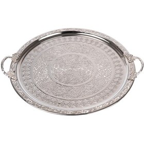 Resim Dmt Gaziantep Bakır 35cm El İşi Sunum Servis Tepsisi 35cm Otantik Görünümlü Kulplu 