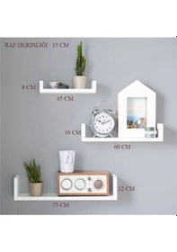 Resim Rafkestir 3 Lü Bolera Duvar Raf Seti Hareli Ceviz (Mat) 