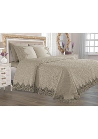 Resim Fransız Güpürlü Çeyizlik Battaniye Takımı Arus Bej 
