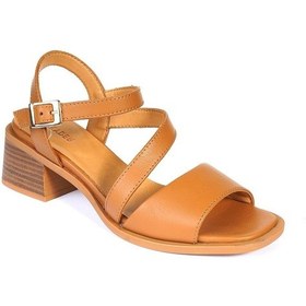 Resim Greyder 32480 Kadın Taba Hakiki Deri Kadın Topuklu Sandalet-440 Taba 