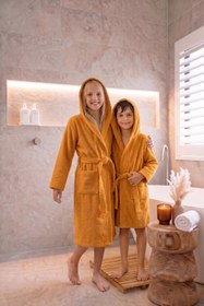 Resim CottonVerse Genç & Çocuk Kapşonlu Bornoz - %100 Pamuk, Unisex Oranj - Oranj / 9-10 Yaş 