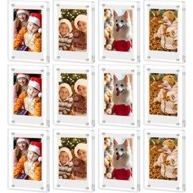 Resim 6/12 Paket Akrilik Polaroid Manyetik Çerçeveler Buzdolabı için, Mini Anlık Fotoğraflar için Şeffaf Resim Çerçeveleri, 5.99 x 8.99 cm Cüzdan Boyutu Instax Mıknatıs Çerçevesi Buzdolabı için 