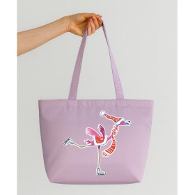 Resim Ada Kostüm Frosty Flamingo Tasarım Mat Saten Çanta 