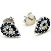 Resim Omar Silver Kadın Damla Model Nazar Gözü Zirkon Taşlı Çivili Gümü 