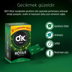 Resim Okey Rötar Prezervatif Geçiktirici Etkili Aromasız 20'li Ekonomik Paket 