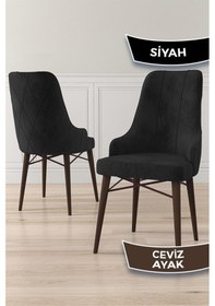 Resim Canisa Neta Serisi, 1.sınıf Babyface Kumaş , Ceviz Gürgen Ayak, 8 Adet Siyah Yemek Odası Sandalye Sandalye Siyah Ayakları Ceviz 