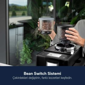 Resim Delonghi Rivelia Tam Otomatik Kahve Makinesi 16 Farklı Içecek - Bean Switch - 3.5"" Renkli Ekran - Siyah - 2kg Kahve EXAM440 