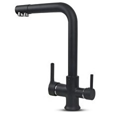 Resim İdeal Mağaza Su Arıtma Cihazı Için 3 Yollu Oval L Borulu Siyah Musluk 