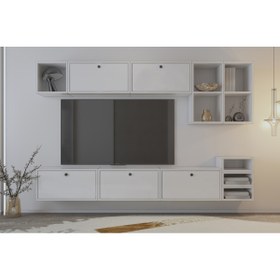 Resim Nettrends Modern 5 Kapaklı Çok Fonksiyonlu Duvar Ünitesi PNR-TVT-1002 